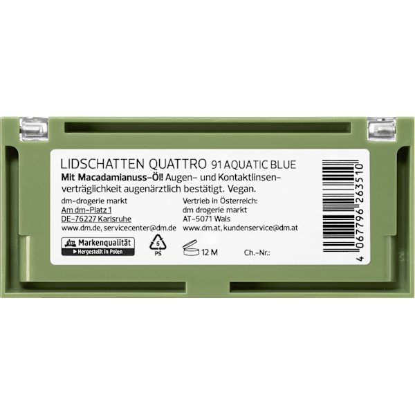 Lidschatten Palette Quattro 91 Aquatic Blue alverde NATURKOSMETIK
