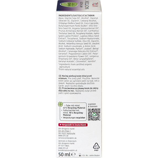 Nachtcreme Vital Anti-Falten alverde NATURKOSMETIK