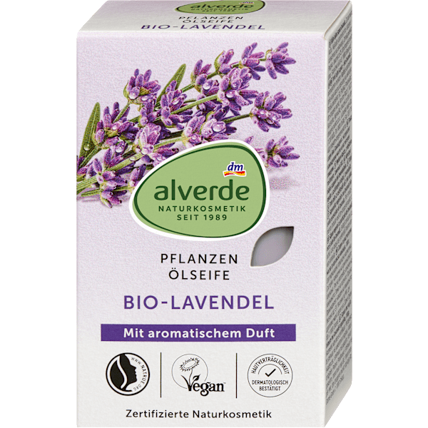 Seifenstück Pflanzenölseife mit Lavendel alverde NATURKOSMETIK
