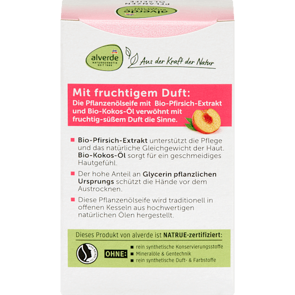 Seifenstück Pflanzenölseife mit Pfirsich alverde NATURKOSMETIK