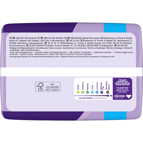 discreet Einlagen Inkontinenz Long, Big Pack always