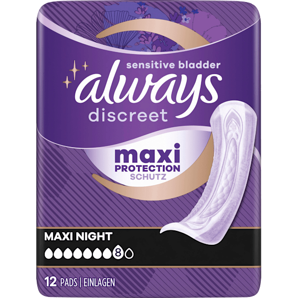 discreet Einlagen Inkontinenz Maxi Nacht Vorteilspack (4x12 St) always