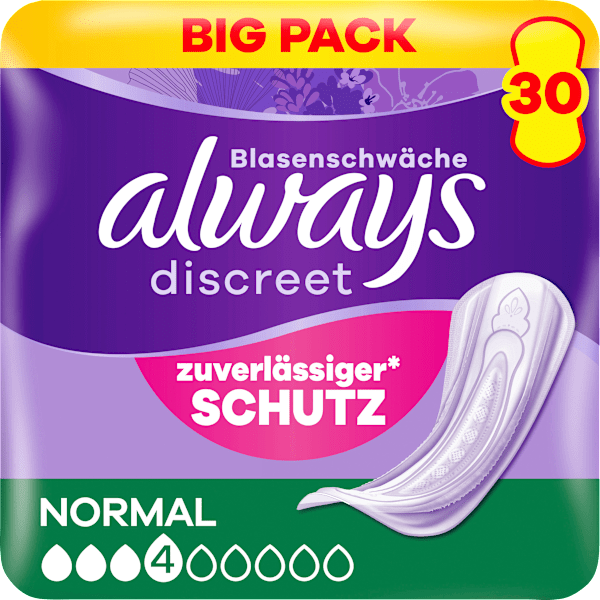 discreet Einlagen Inkontinenz Normal, Big Pack always