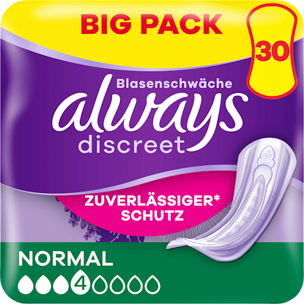 discreet Einlagen Inkontinenz Normal, Big Pack always
