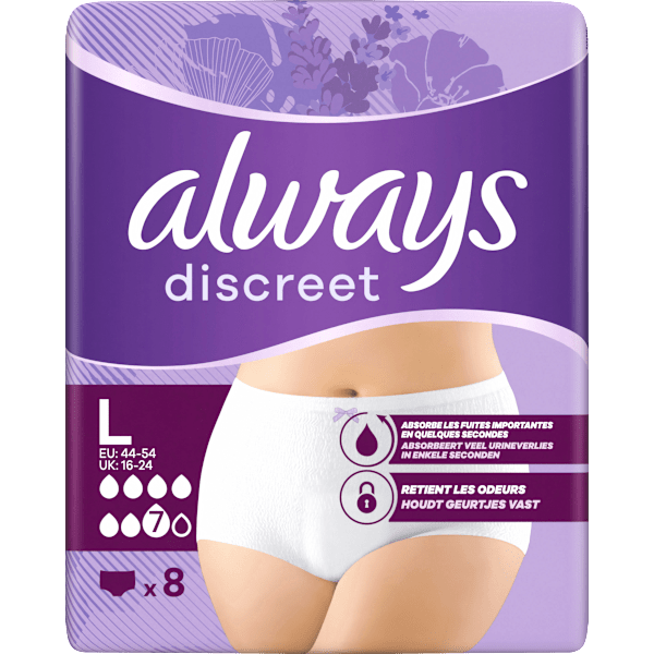 discreet Pants Inkontinenz Plus Gr. L, Vorteilspack (4x8 St) always