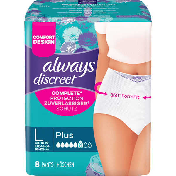 discreet Pants Inkontinenz Plus Gr. L, Vorteilspack (4x8 St) always