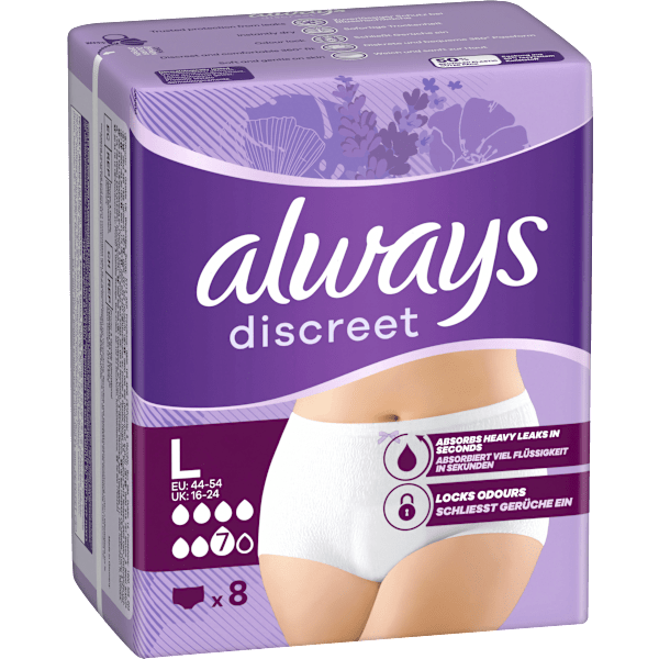 discreet Pants Inkontinenz Plus Gr. L, Vorteilspack (4x8 St) always