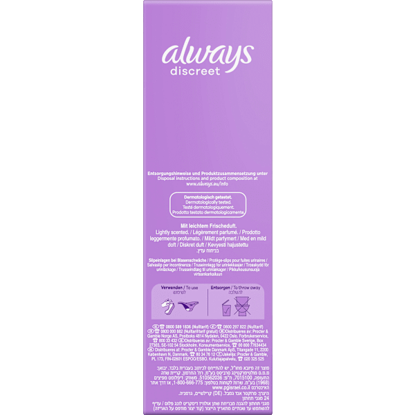 discreet Slipeinlagen Inkontinenz Long Plus always