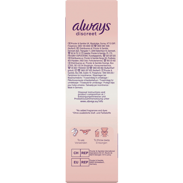 discreet Slipeinlagen Inkontinenz Sensitive Long Plus always