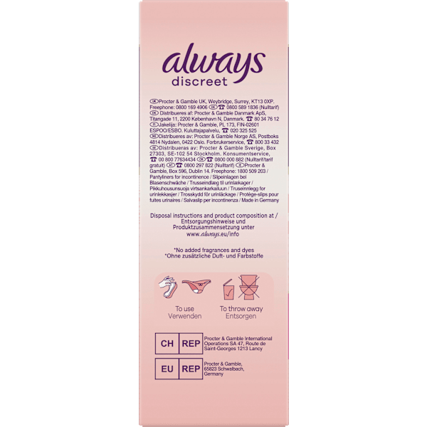 discreet Slipeinlagen Inkontinenz Sensitive Normal always