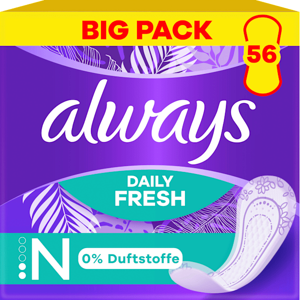 Slipeinlagen Daily Fresh Normal ohne Duft, Big Pack always