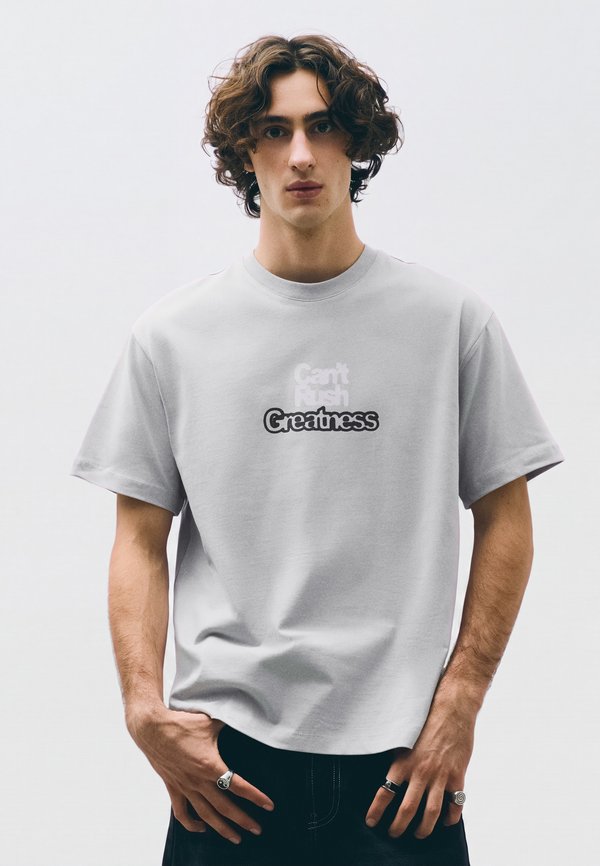 Bershka BOXY-FIT PRINTED - T-SHIRT - Print T-shirt - grey