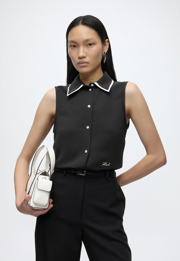KARL LAGERFELD CONTRAST SLEEVELESS BLOUSE