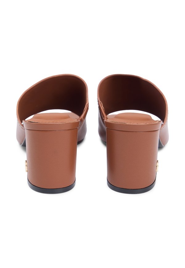 Tommy Hilfiger TH MONOGRAM LEATHER BLOCK HEEL MULES