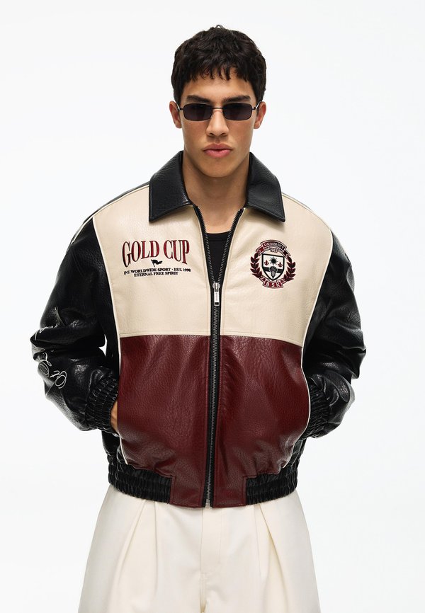 Bershka Faux leather jacket - black