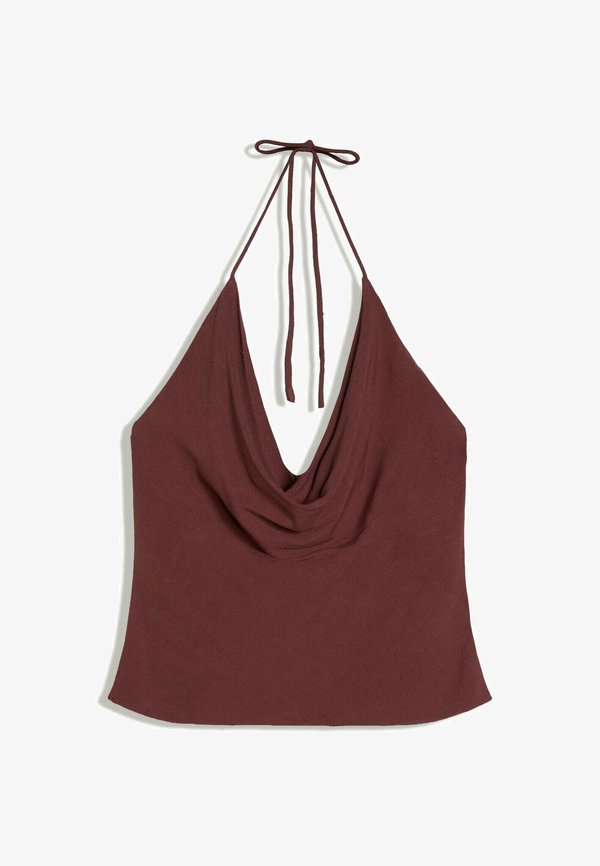 Bershka DRAPED - HALTER TOP - Top - brown