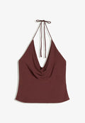 Bershka DRAPED - HALTER TOP - Top - brown