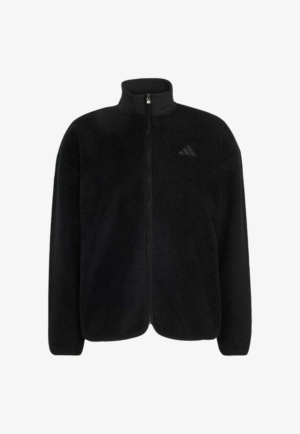 adidas Sportswear ADIDAS SPORTSWEAR CITY TECH 3 STRIPES HIGH PILE FLEECE FULL ZIP - Fleece jacket - black