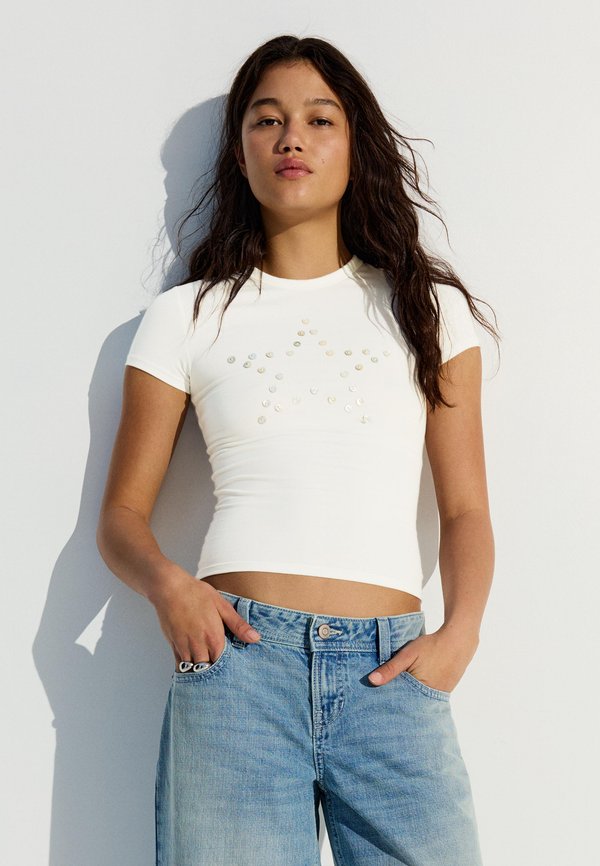 Bershka TSHIRT - Print T-shirt - beige