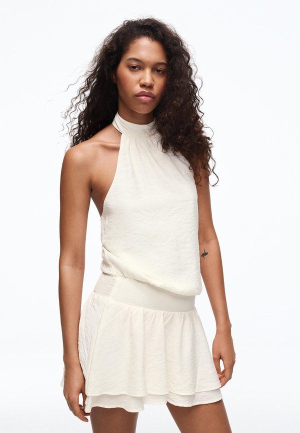 Bershka POLKA DOT - MIDI DRESS - Day dress - beige
