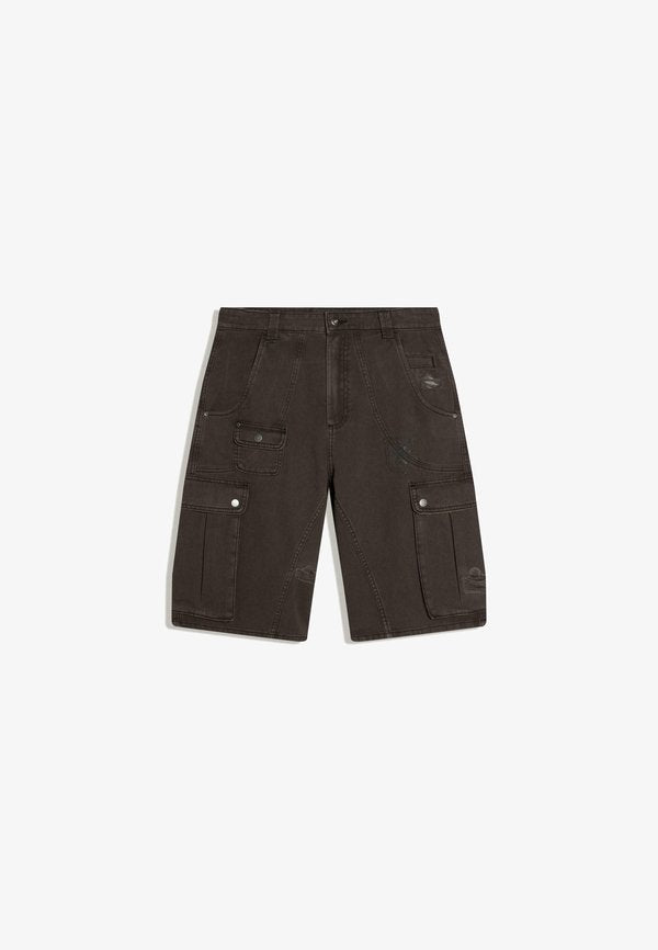 Bershka SKATER CARGO PRINT BERMUDA - SHORTS - Denim shorts - grey