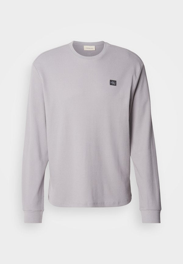 Calvin Klein Jeans WAFFLE LABEL TEE - Long sleeved top - formal gray