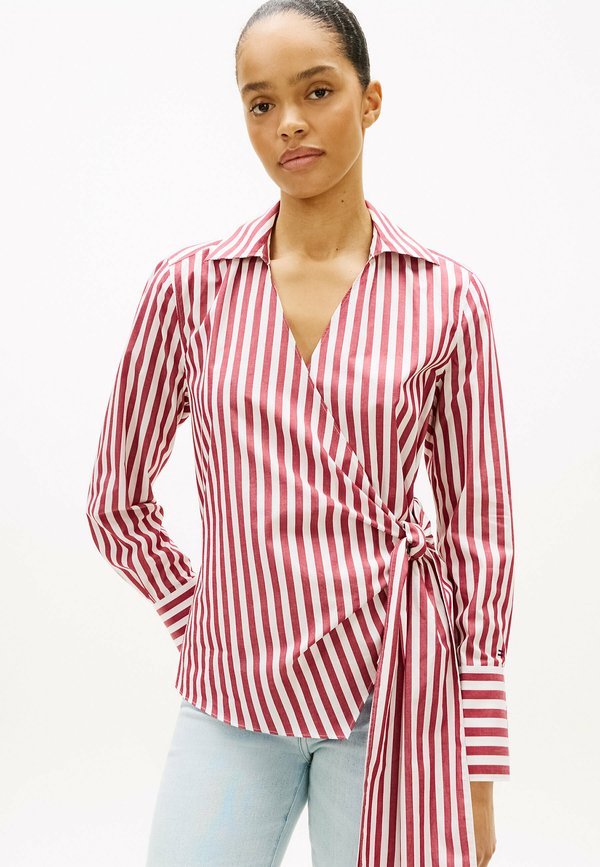 Tommy Hilfiger WRAP KNOT  - Blouse - wide banker stp ecru liberty