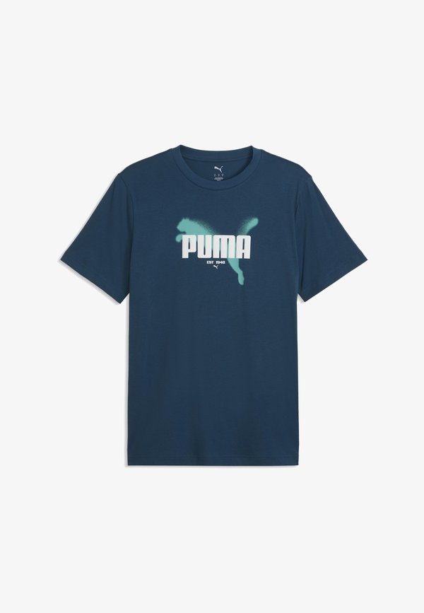 Puma GRAPHICS PUMA T-SHIRT - Print T-shirt - midnight petrol