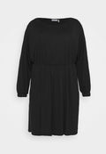 NU-IN BOAT NECK BALLOON SLEEVE SKATER DRESS
