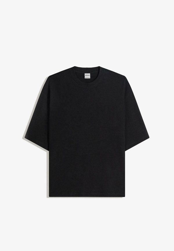 Bershka BOXY SHORT SLEEVE - T-SHIRT 00077443 - Basic T-shirt - black