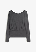 Bershka STRIPED  AND SASH  - Long sleeved top - light grey
