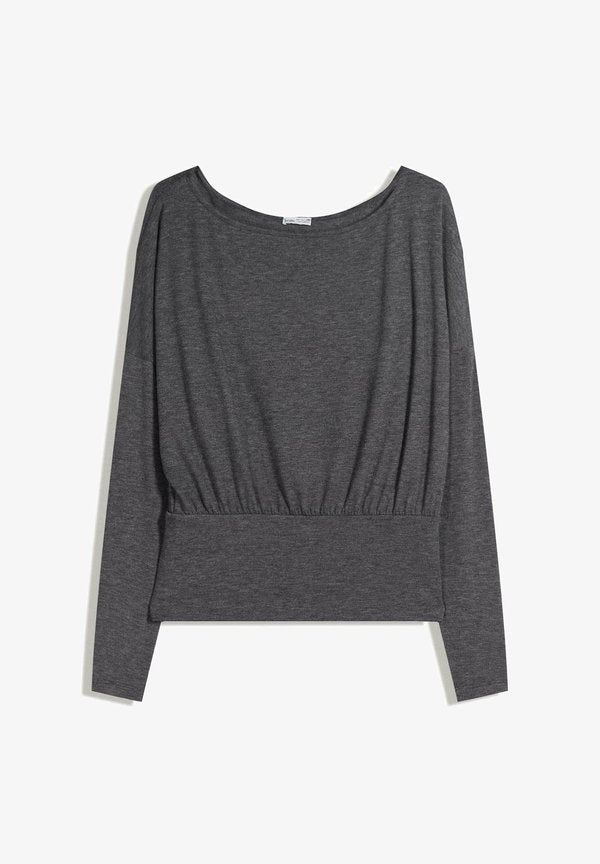 Bershka STRIPED  AND SASH  - Long sleeved top - light grey