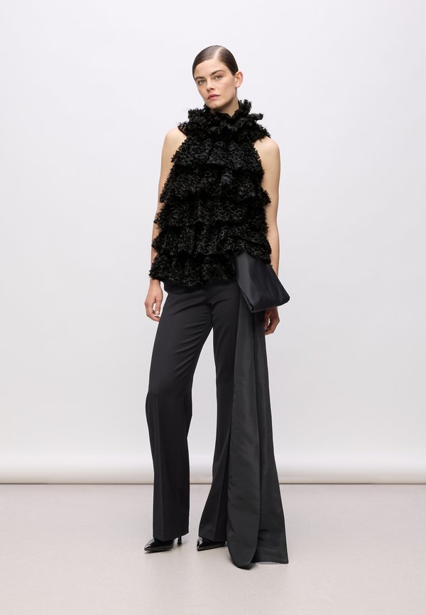 KARL LAGERFELD KARL STUDIO RUFFLE MESH TOP