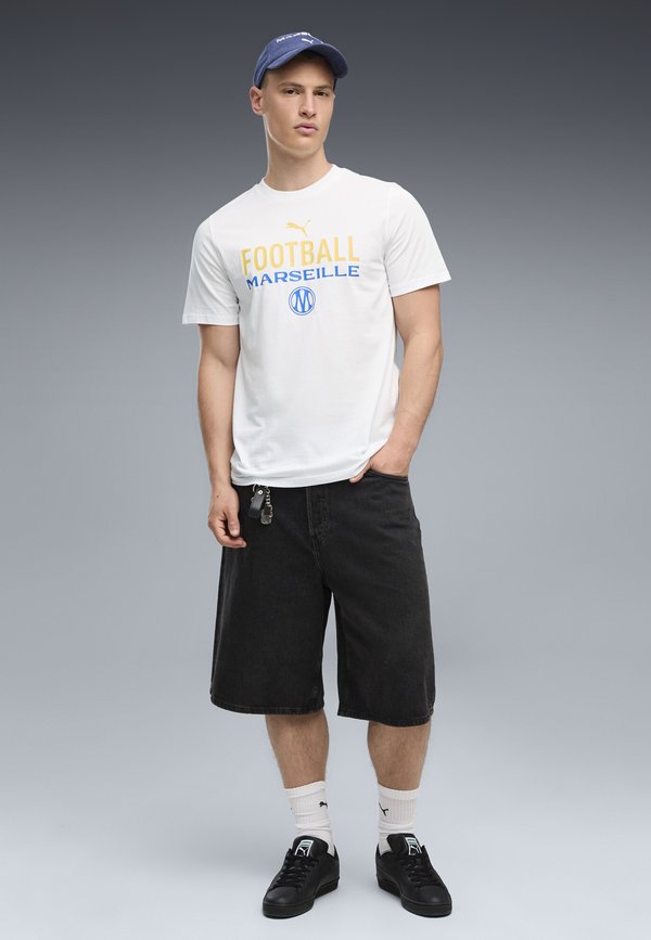 Puma OLYMPIQUE DE MARSEILLE FTBLCULTURE T-SHIRT - Club wear - white- team royal