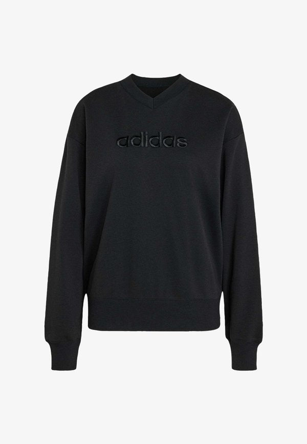 adidas Sportswear ADIDAS SPORTSWEAR SEASONAL ESSENTIALS SATIN V-NECK SWEATSHIRT - Sweatshirt - black
