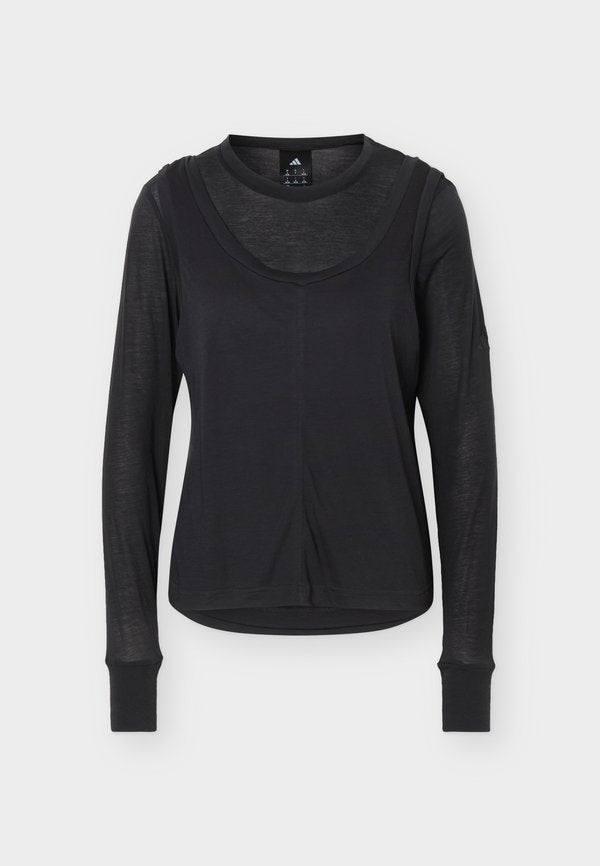 adidas Sportswear SOFT LUX SHEER LONG SLEEVE - Long sleeved top - black
