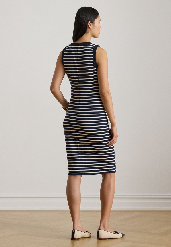 Lauren Ralph Lauren STRIPED SNAP‑TRIM PONTE SHEATH DRESS