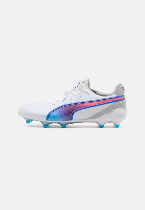 Puma KING ULTIMATE FG/AG - Firm-ground football boots - white/bluemazing/flat light gray/sunset glow