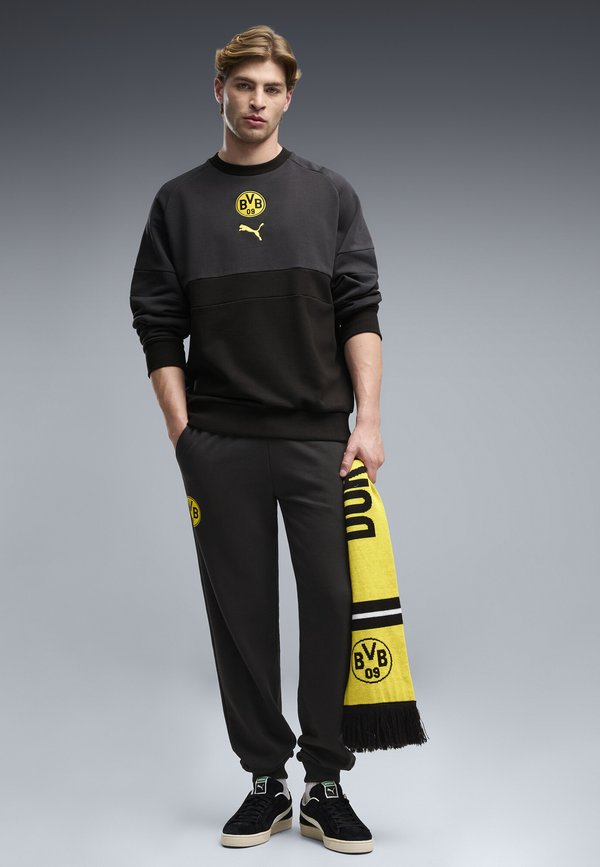 Puma BORUSSIA DORTMUND FTBLCULTURE SWEATHOSE - Club wear - black-faster yellow
