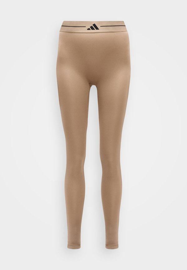 adidas Performance HYPERGLAM 3 STRIPES FULL LENGTH - Leggings - chalky brown