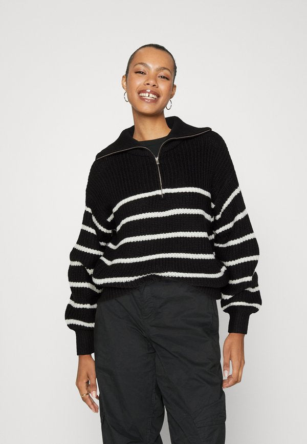 JDY JDYJUSTY ZIP NECK STRIPE