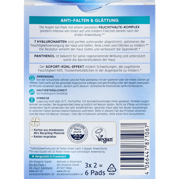 Augen Gel-Pads Beauty Hyaluron (3 Paar) Balea