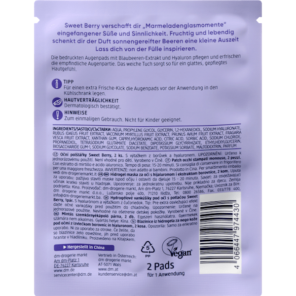 Augenpads Sweet Berry bedruckt (1 Paar) Balea