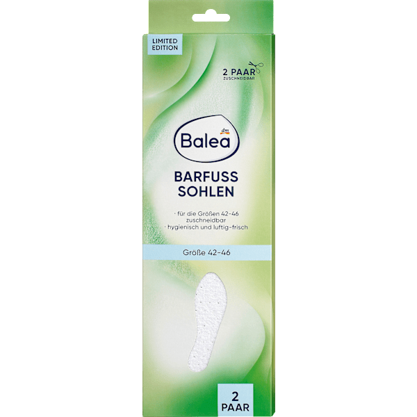 Einlegesohlen Barfuß weiß, Gr. 42-46 (2 Paar) Balea