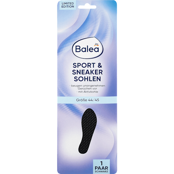 Einlegesohlen Sport & Sneaker schwarz, Gr. 44/45 (1 Paar) Balea