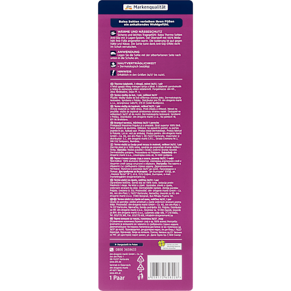 Einlegesohlen Thermo Gr. 36/37 (1 Paar) Balea
