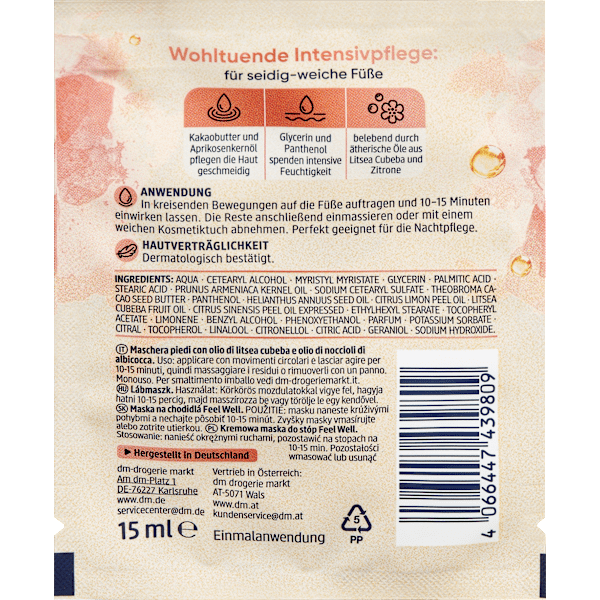 Fußmaske Feel Well Litsea Cubeba & Aprikosenkernöl Balea