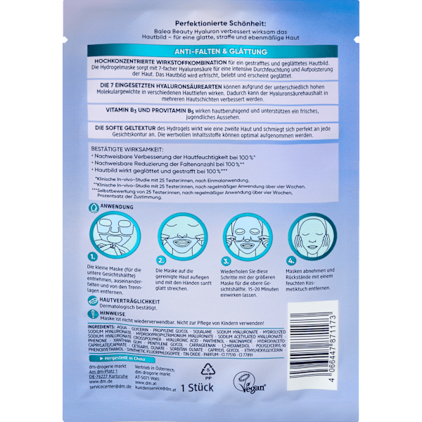 Gesichtsmaske Beauty Hyaluron Hydrogel Balea