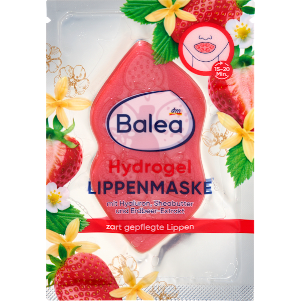 Lippenmaske Hydrogel Erdbeere Vanille Balea