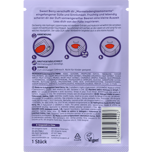 Lippenmaske Hydrogel Sweet Berry Balea